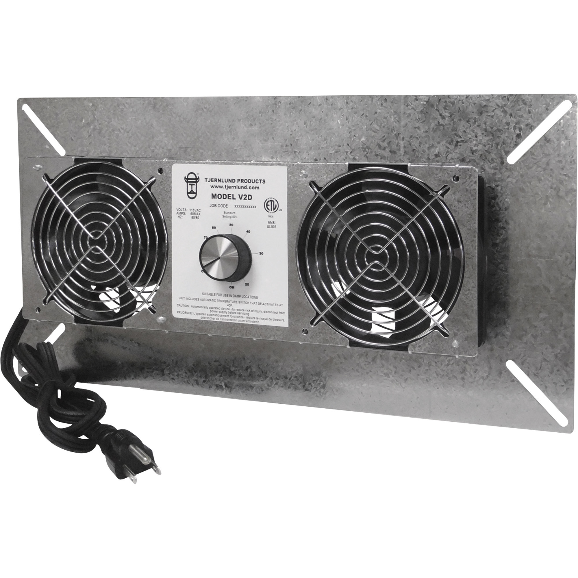 Tjernlund UnderAire Crawl Space Ventilator, Deluxe Two Crawl Space Fan, 220 CFM, Model# V2D